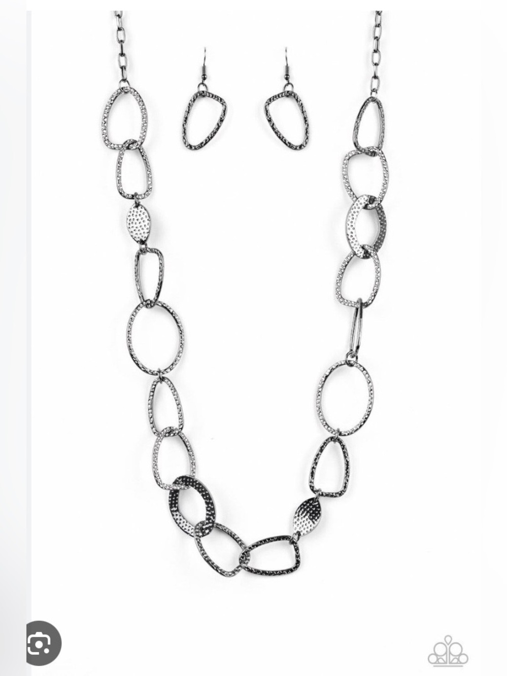 Paparazzi black  Linked Statement Necklace & Earrings Set